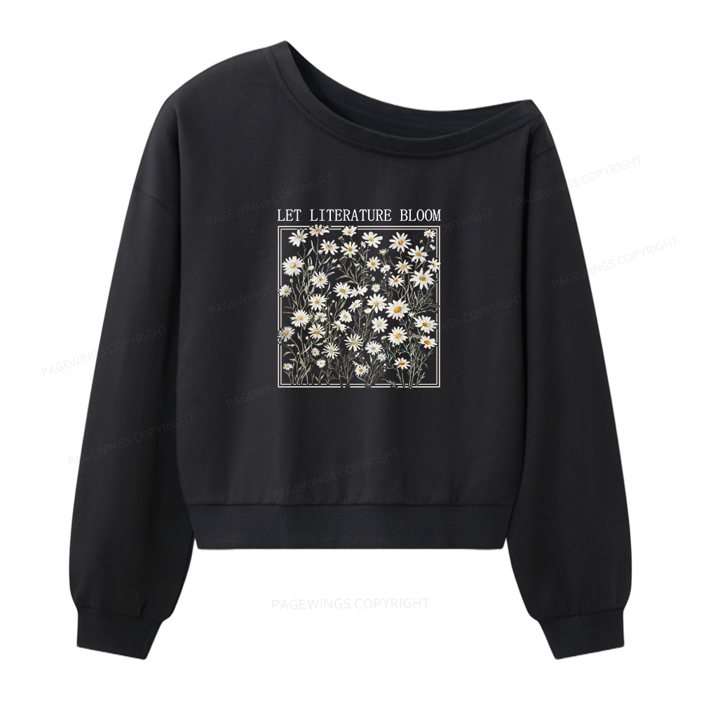 Pagewings Let Literature Bloom Women Off Shoulder Sweatshirt