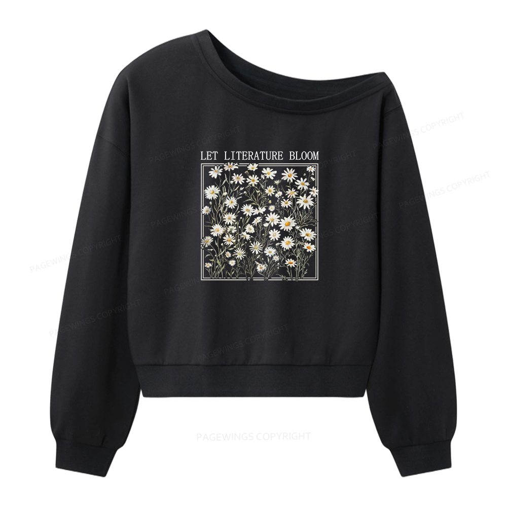 Pagewings Let Literature Bloom Women Off Shoulder Sweatshirt
