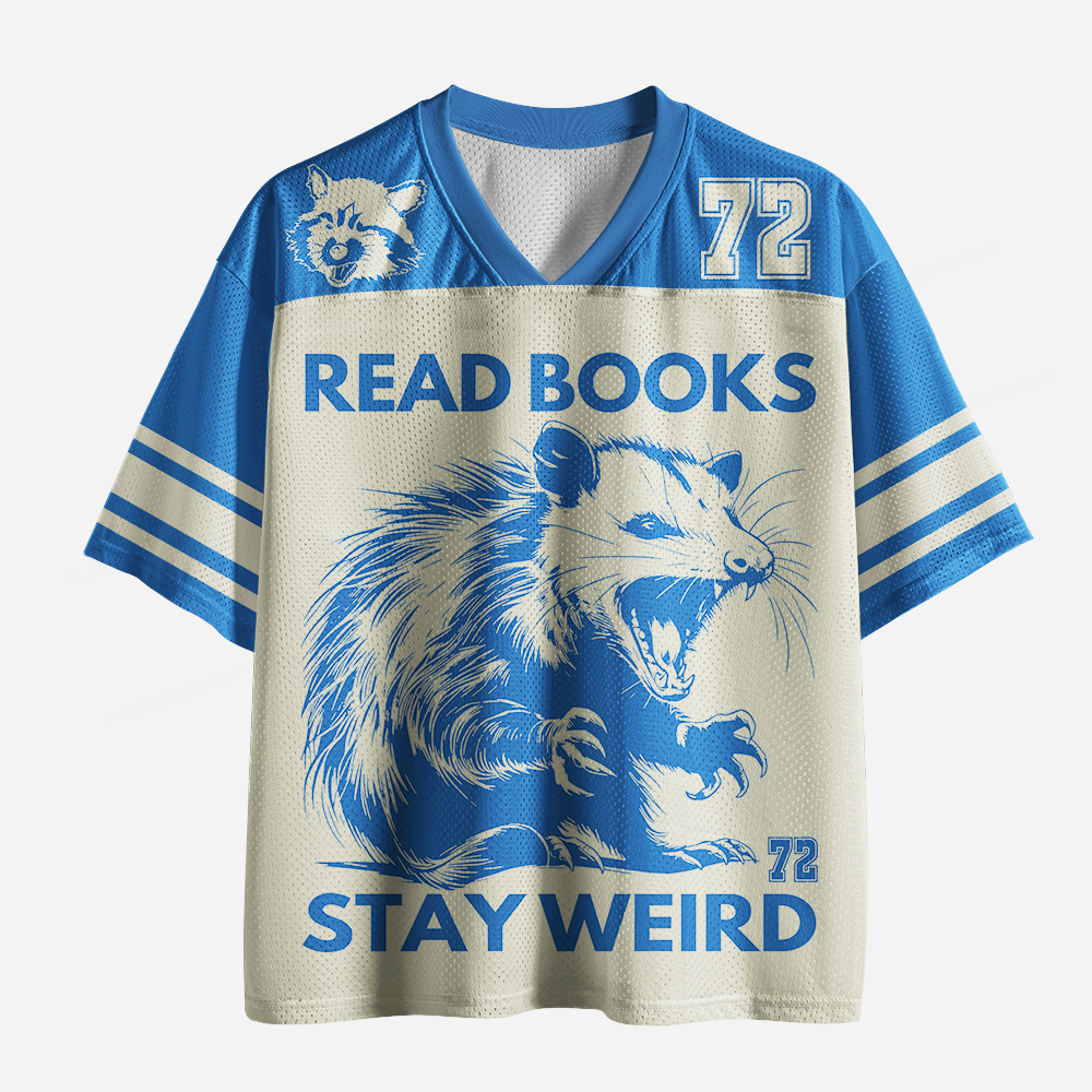 Pagewings Read Books Stay Weird Unisex Mesh Jersey