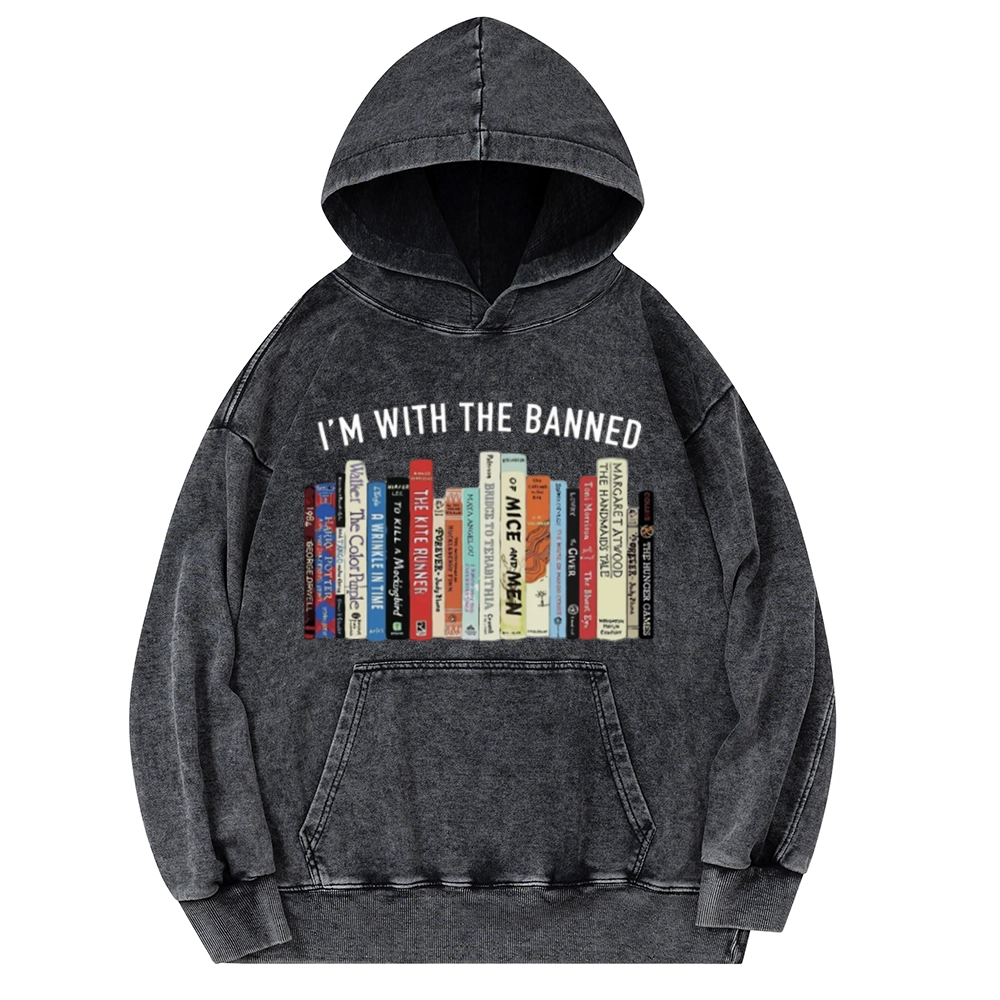 Pagewings I'm With The Banned Reading Unisex Washed Hoodie