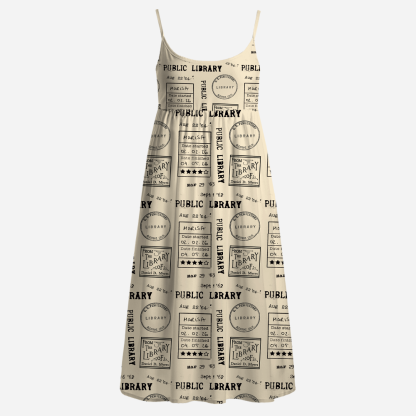 Pagewings Public Library Printed Spaghetti Strap Midi Sundress