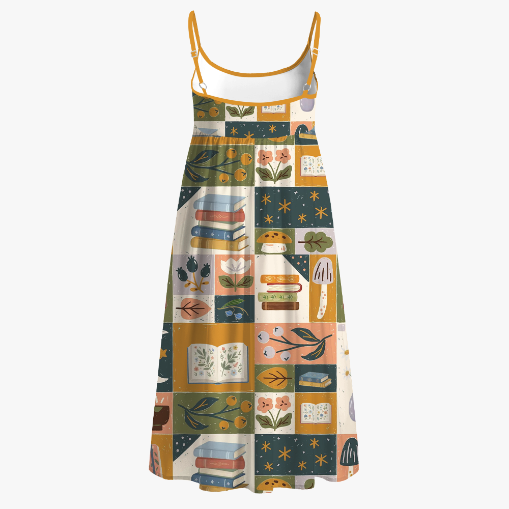 Pagewings Plant Floral  Printed Spaghetti Strap Midi Sundress