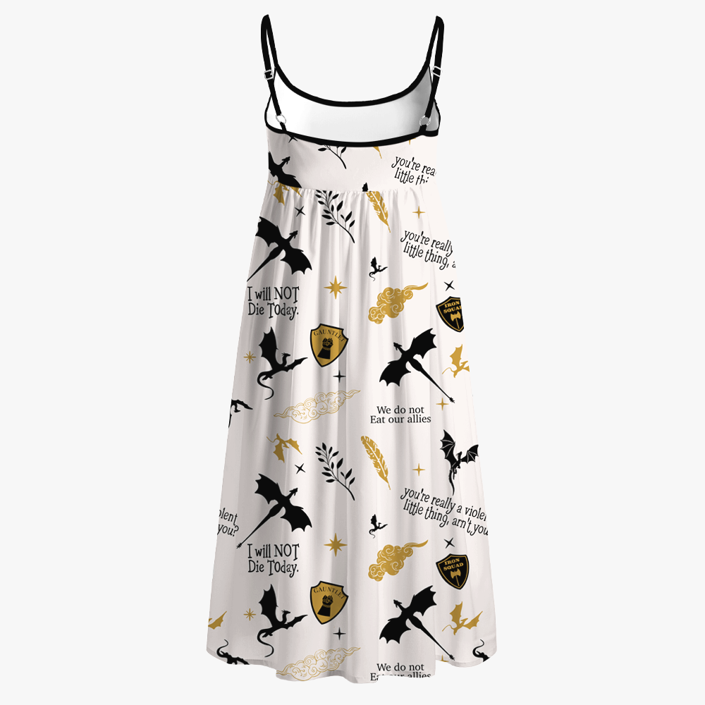 Pagewings Fantasy Book Dragon Printed Spaghetti Strap Midi Sundress