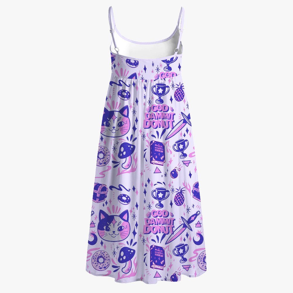 Pagewings Sci-Fi  Reading Printed Spaghetti Strap Midi Sundress