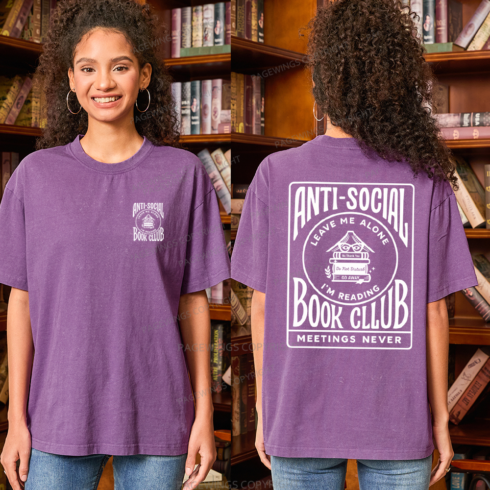 Pagewings Anti-Social Book Club Unisex Washed T-shirt