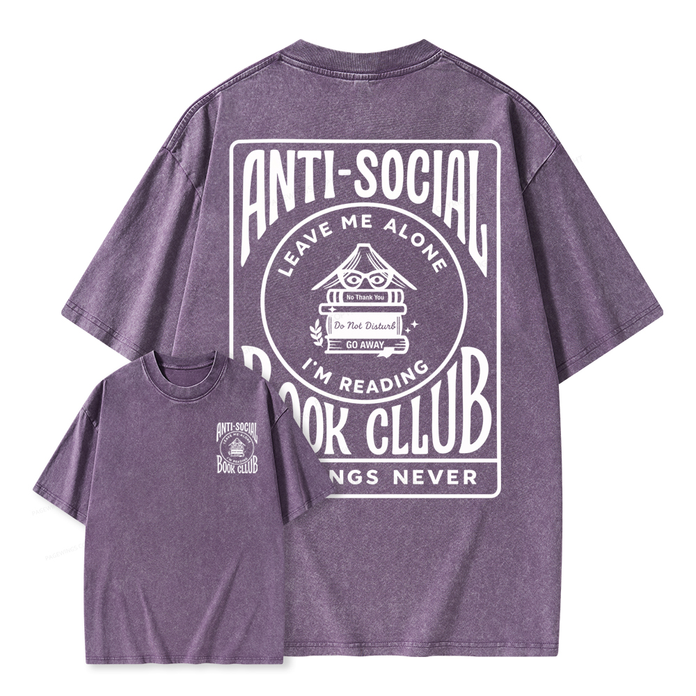 Pagewings Anti-Social Book Club Unisex Washed T-shirt