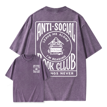 Pagewings Anti-Social Book Club Unisex Washed T-shirt