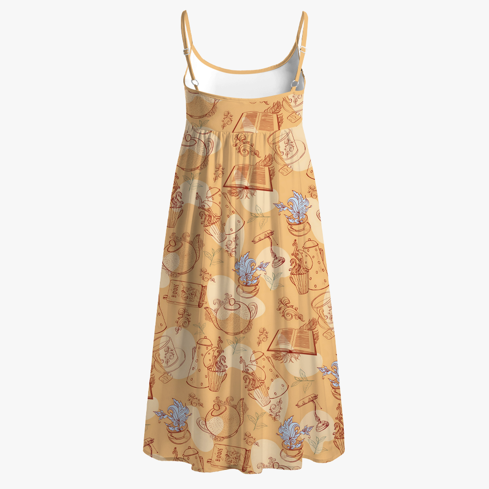 Pagewings Bookish Printed Spaghetti Strap Midi Sundress