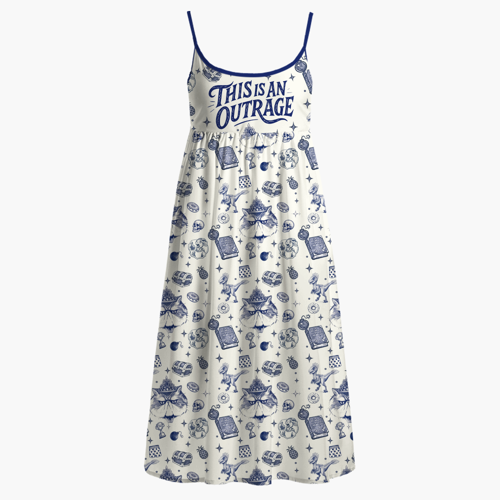 Pagewings Sci-Fi Book Lover  Printed Spaghetti Strap Midi Sundress