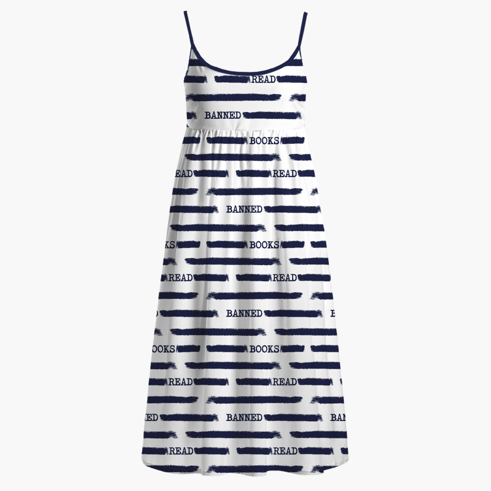 Pagewings Read Books Printed Spaghetti Strap Midi Sundress