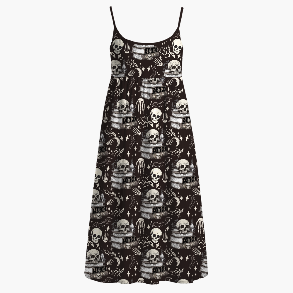 Pagewings Stories Never Die Printed Spaghetti Strap Midi Sundress