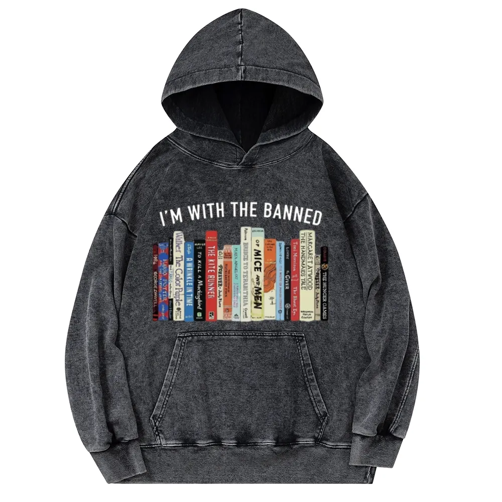 Pagewings I'm With The Banned Reading Unisex Washed Hoodie