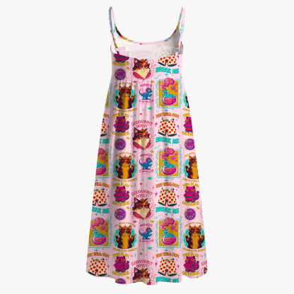 Pagewings Sci-Fi Book Lover Printed Spaghetti Strap Midi Sundress