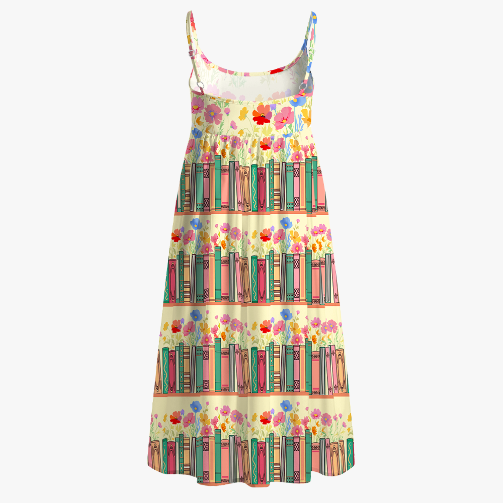 Pagewings Floral Book Lover Printed Spaghetti Strap Midi Sundress