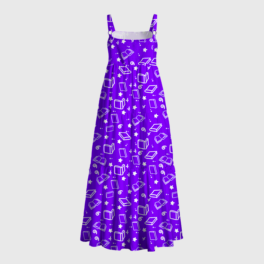 Pagewings Square Neck Book Star Maxi Dress
