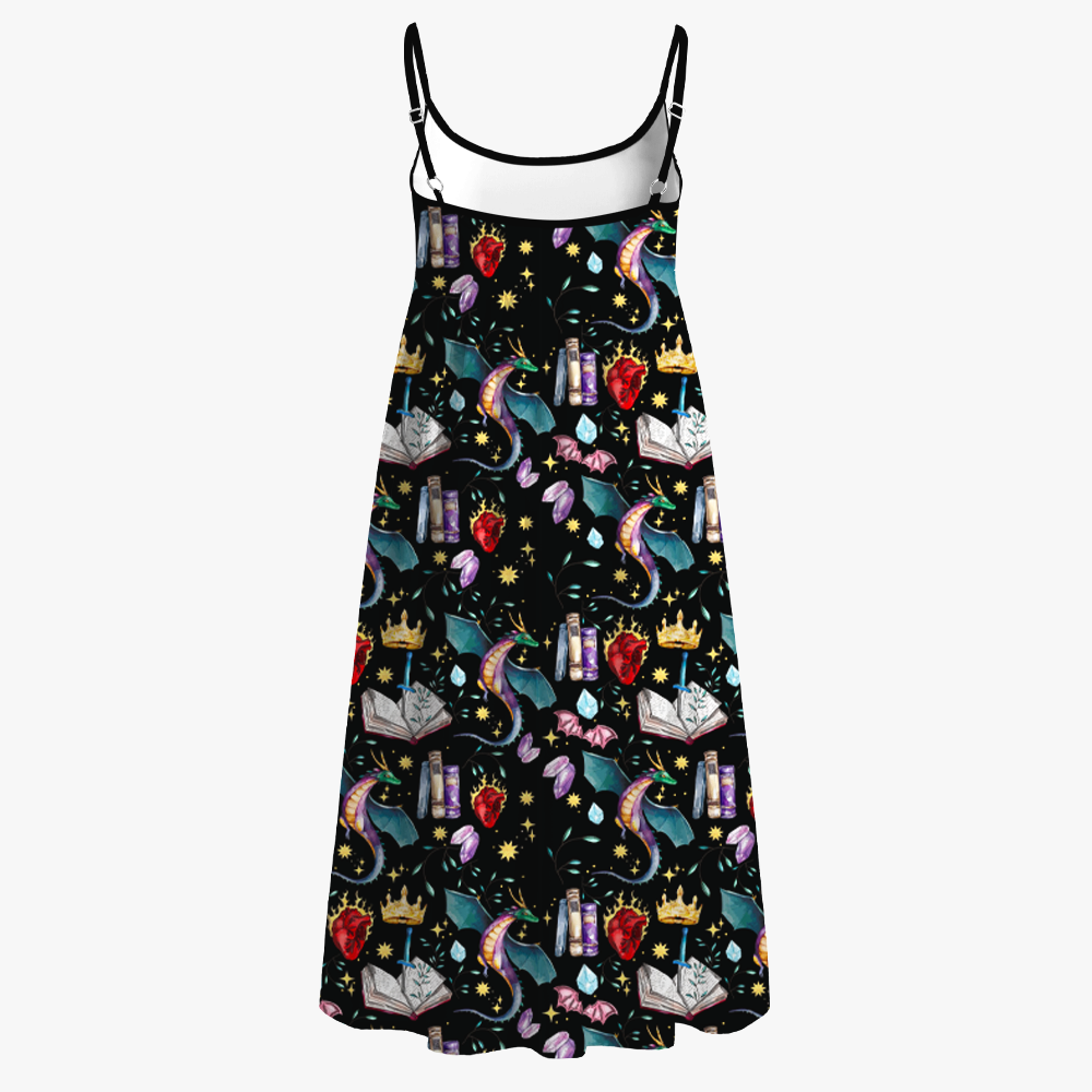 Pagewings Fantasy Book Lover Printed Spaghetti Strap Midi Sundress