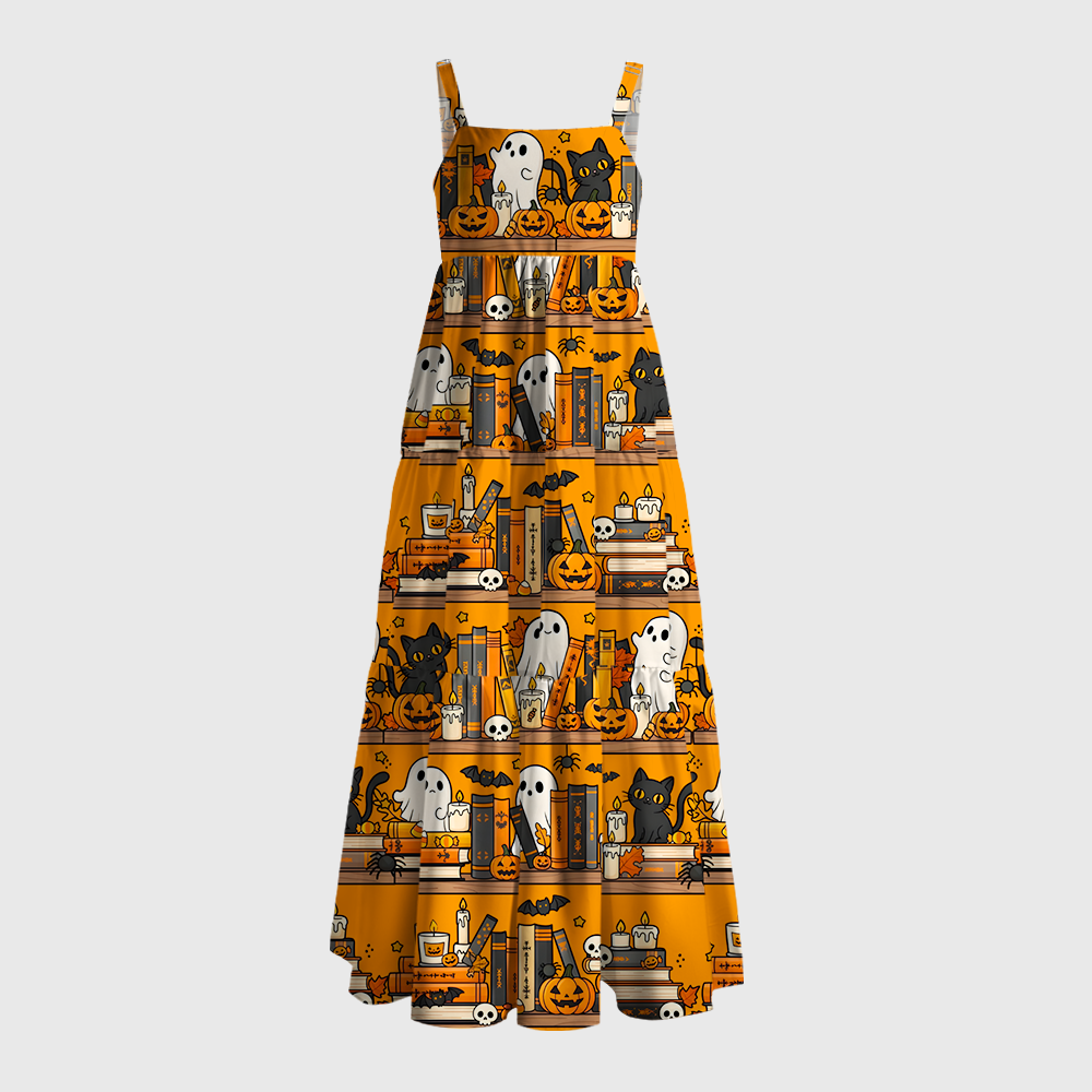 Pagewings Square Neck Halloween Maxi Dress