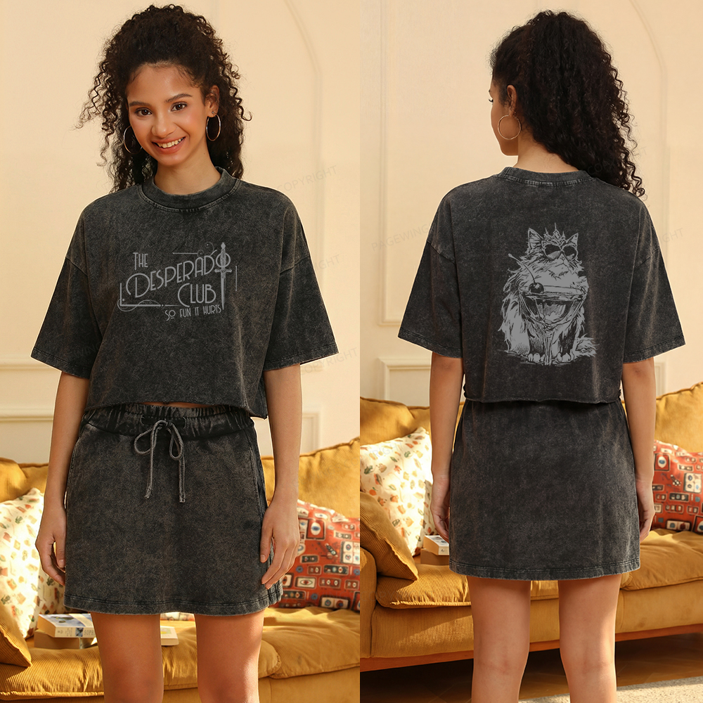 Pagewings The Desperado Club Women's Washed Cropped T-shirt