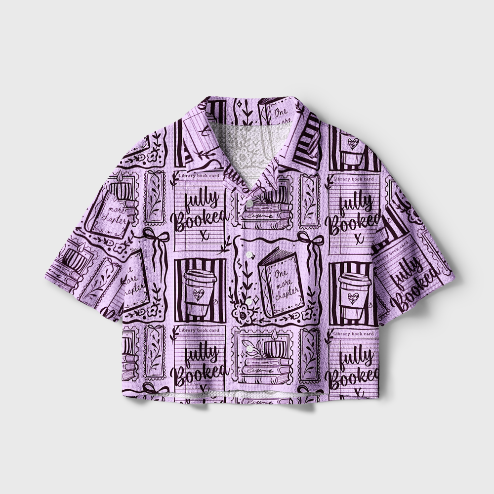 Pagewings Read Banned Books Camp Collar Boxy Fit Unisex Crochet Shirt