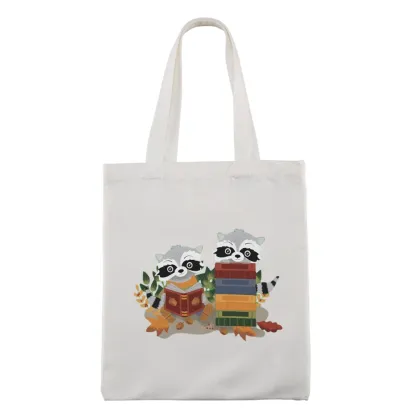 Pagewings Two Raccoons with Books Lovers Gift Tote Bag