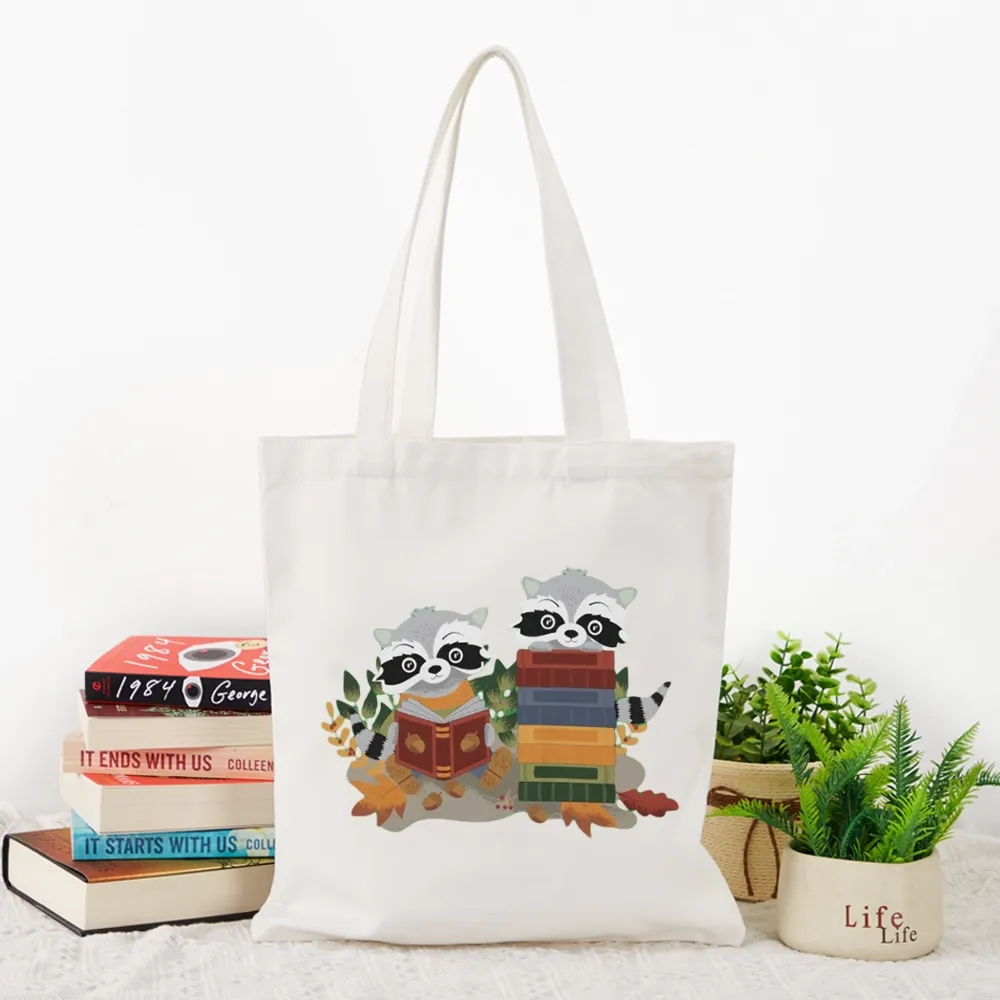 Pagewings Two Raccoons with Books Lovers Gift Tote Bag