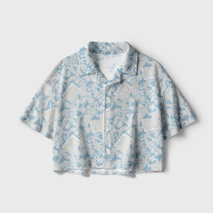 Pagewings The Reader Camp Collar Boxy Fit Unisex Crochet Shirt
