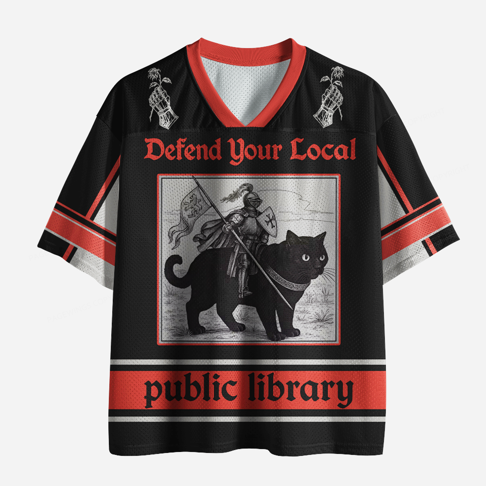 Pagewings Defend Your Local Public Library Unisex Mesh Jersey
