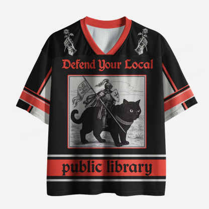 Pagewings Defend Your Local Public Library Unisex Mesh Jersey