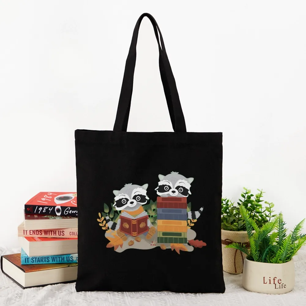 Pagewings Two Raccoons with Books Lovers Gift Tote Bag