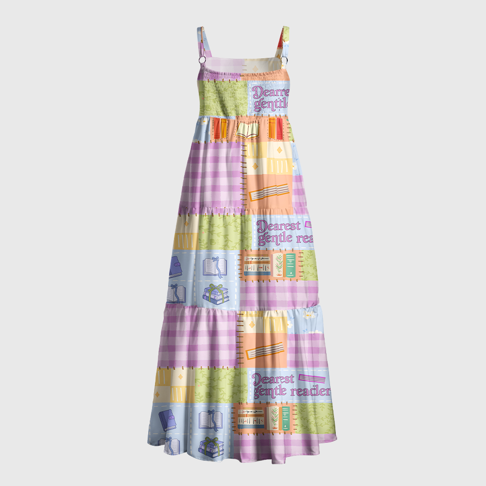 Pagewings Square Neck Dearest Gentle Reader Maxi Dress