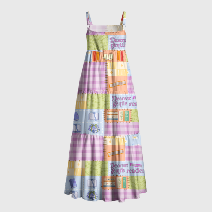 Pagewings Square Neck Dearest Gentle Reader Maxi Dress