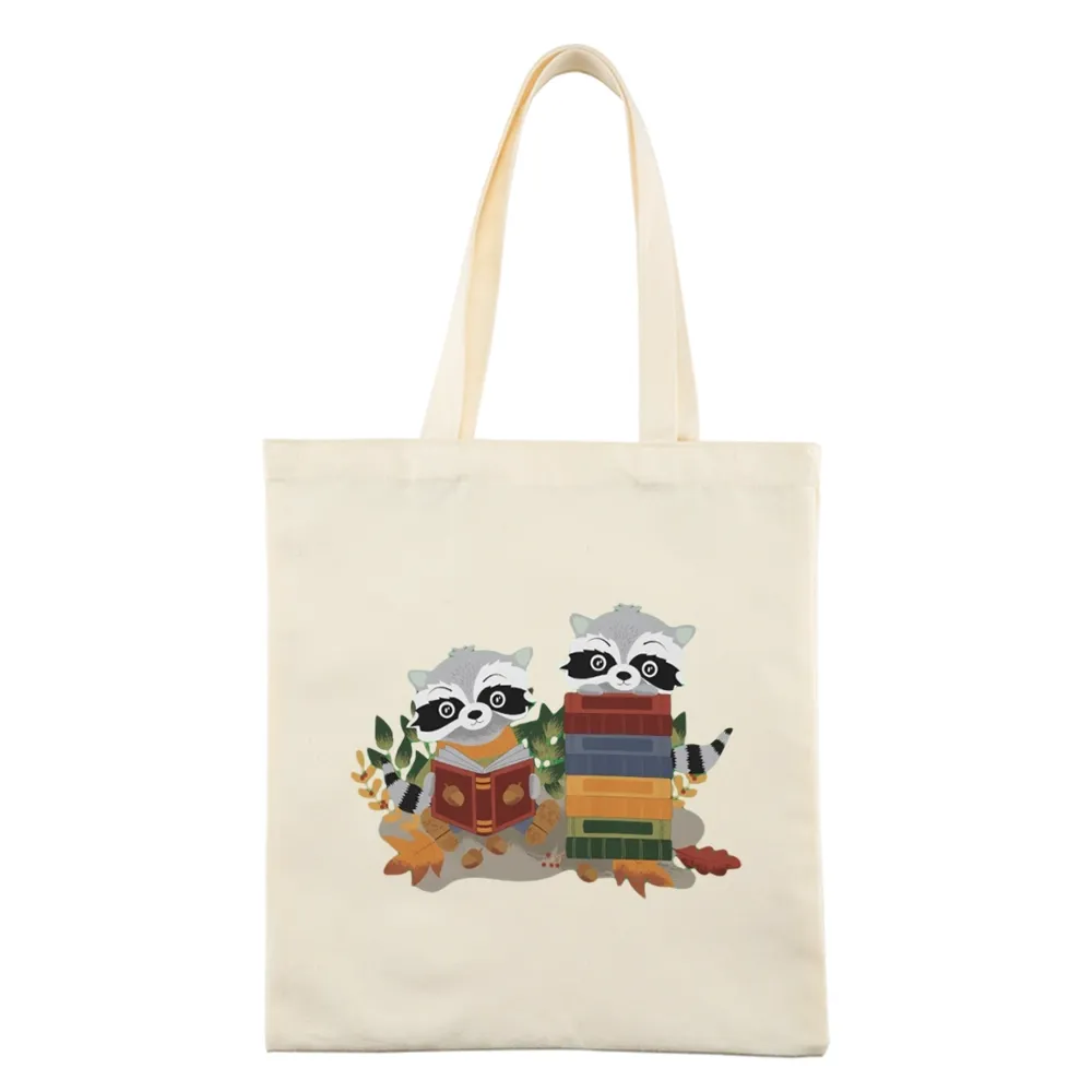 Pagewings Two Raccoons with Books Lovers Gift Tote Bag