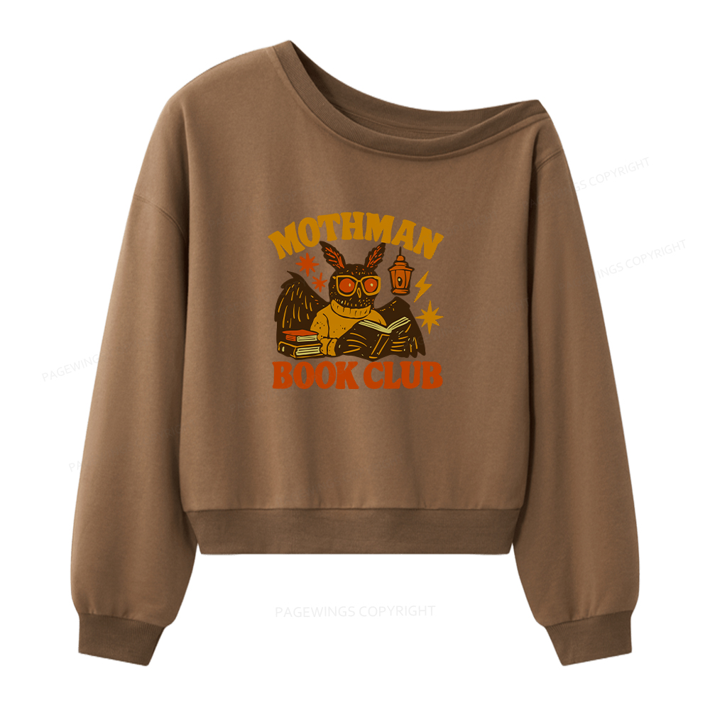 Pagewings Mothman Book Club Women Off Shoulder Sweatshirt