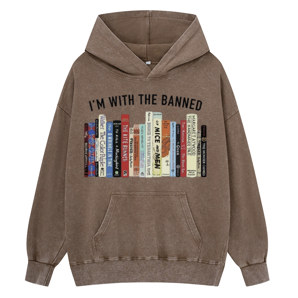 Pagewings I'm With The Banned Reading Unisex Washed Hoodie