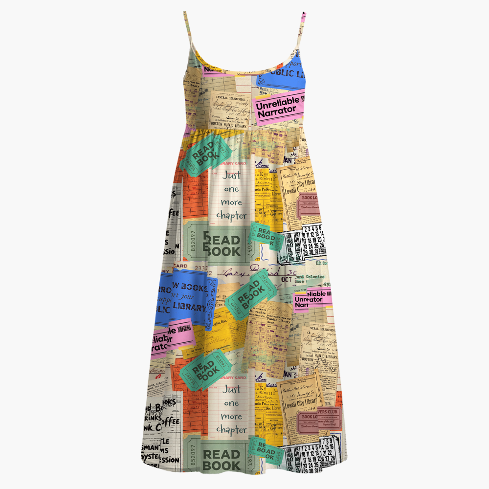 Pagewings Book Nerd Printed Spaghetti Strap Midi Sundress