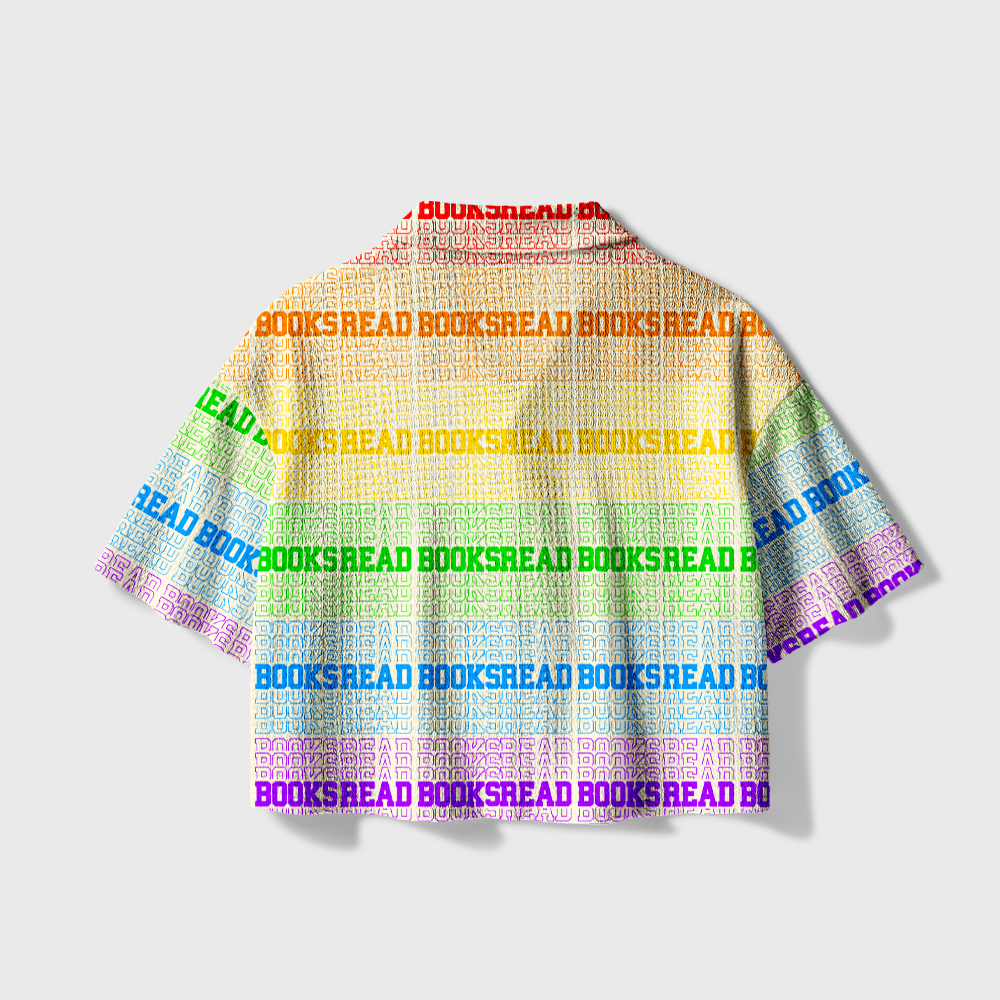 Pagewings Read Books Camp Collar Boxy Fit Unisex Crochet Shirt
