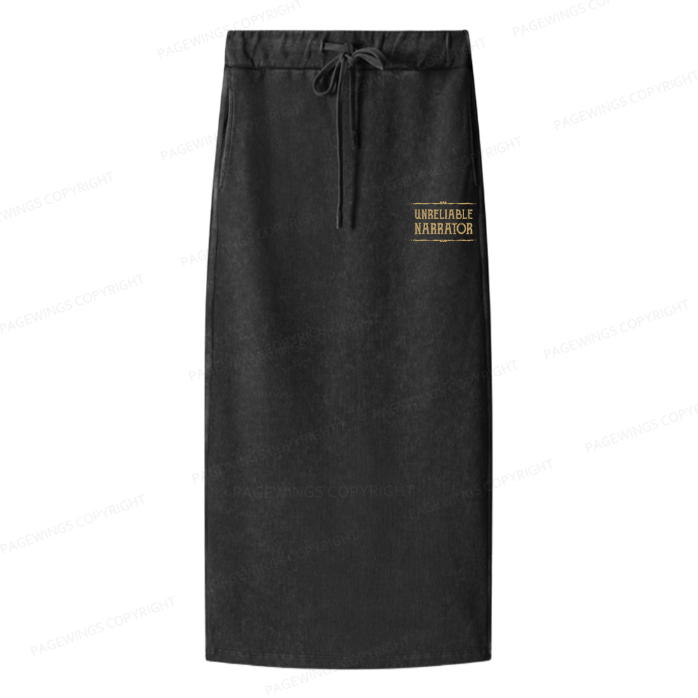 Pagewings Unreliable Narrator Women Washed Long Skirts