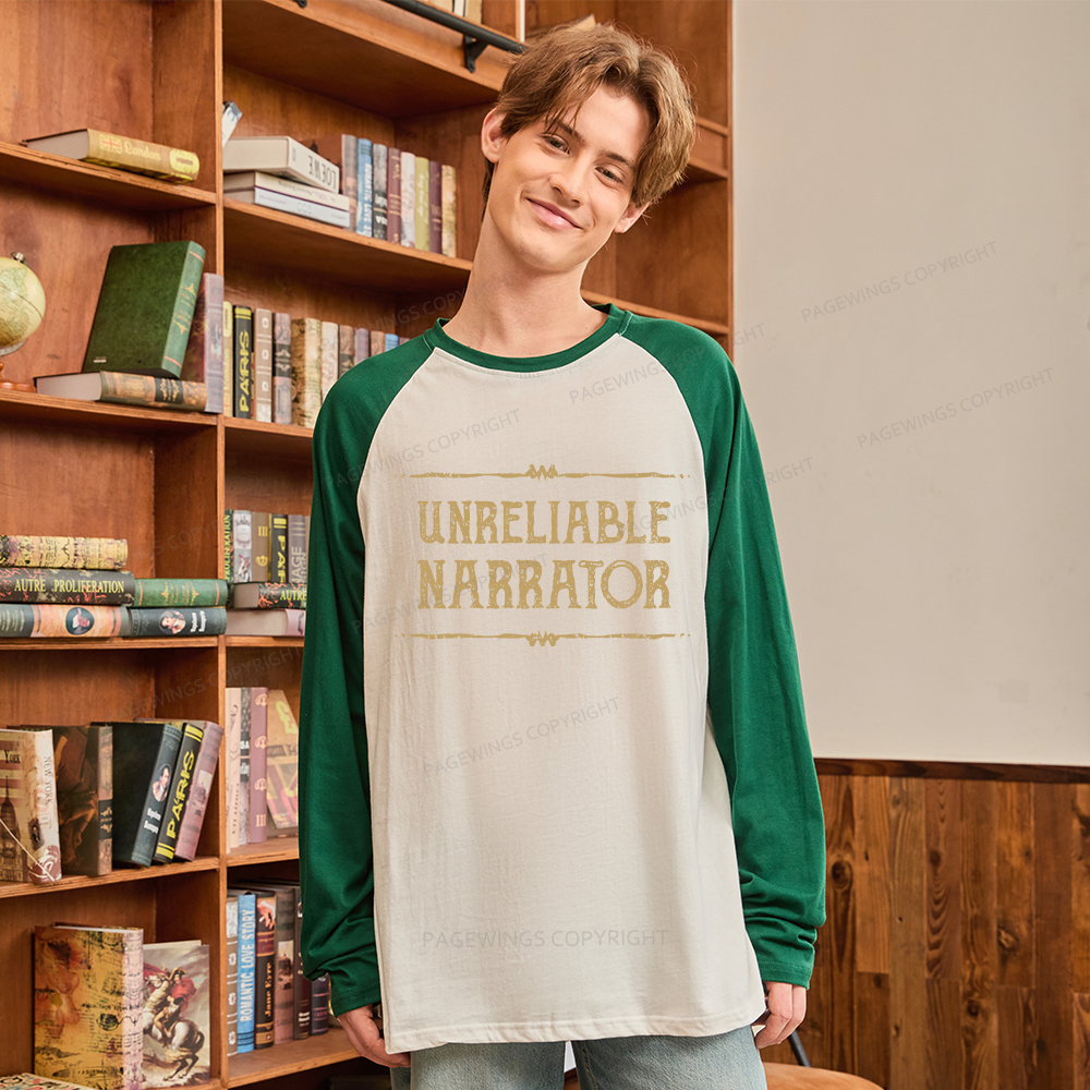 Pagewings Unreliable Narrator Long Sleeve Raglan T-shirt
