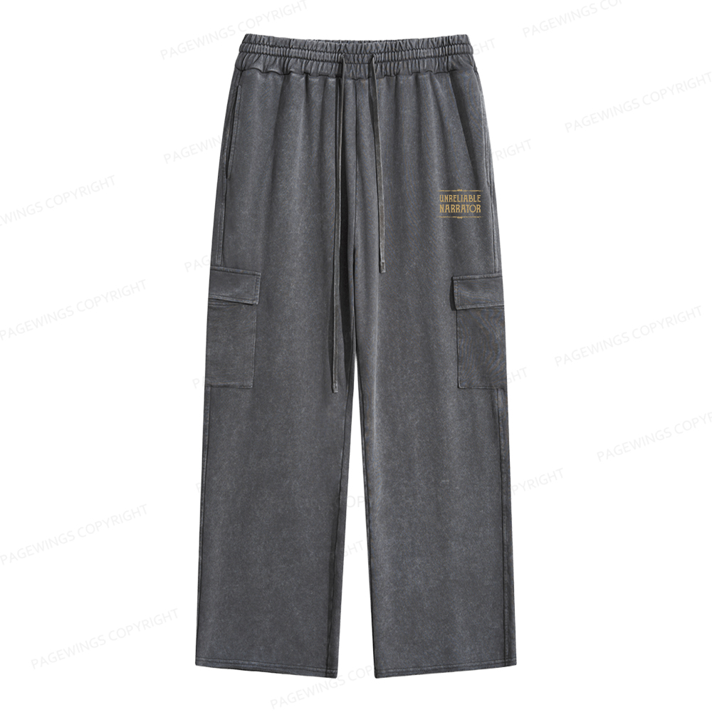 Pagewings Unreliable Narrator Unisex Washed Cargo Sweatpants