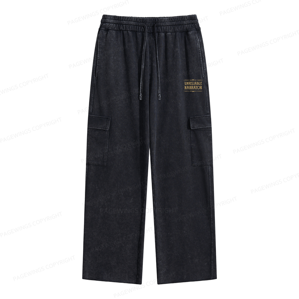 Pagewings Unreliable Narrator Unisex Washed Cargo Sweatpants