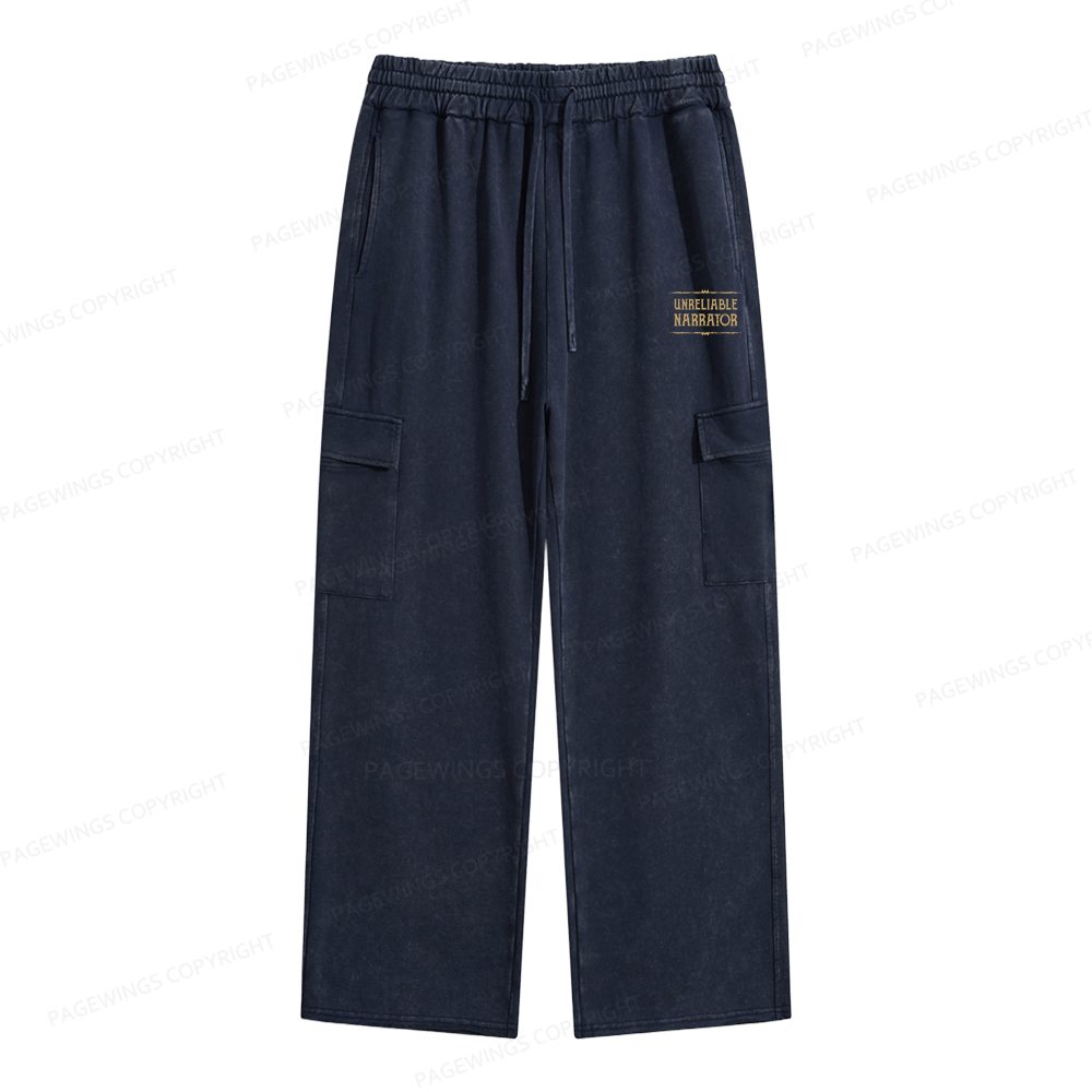 Pagewings Unreliable Narrator Unisex Washed Cargo Sweatpants