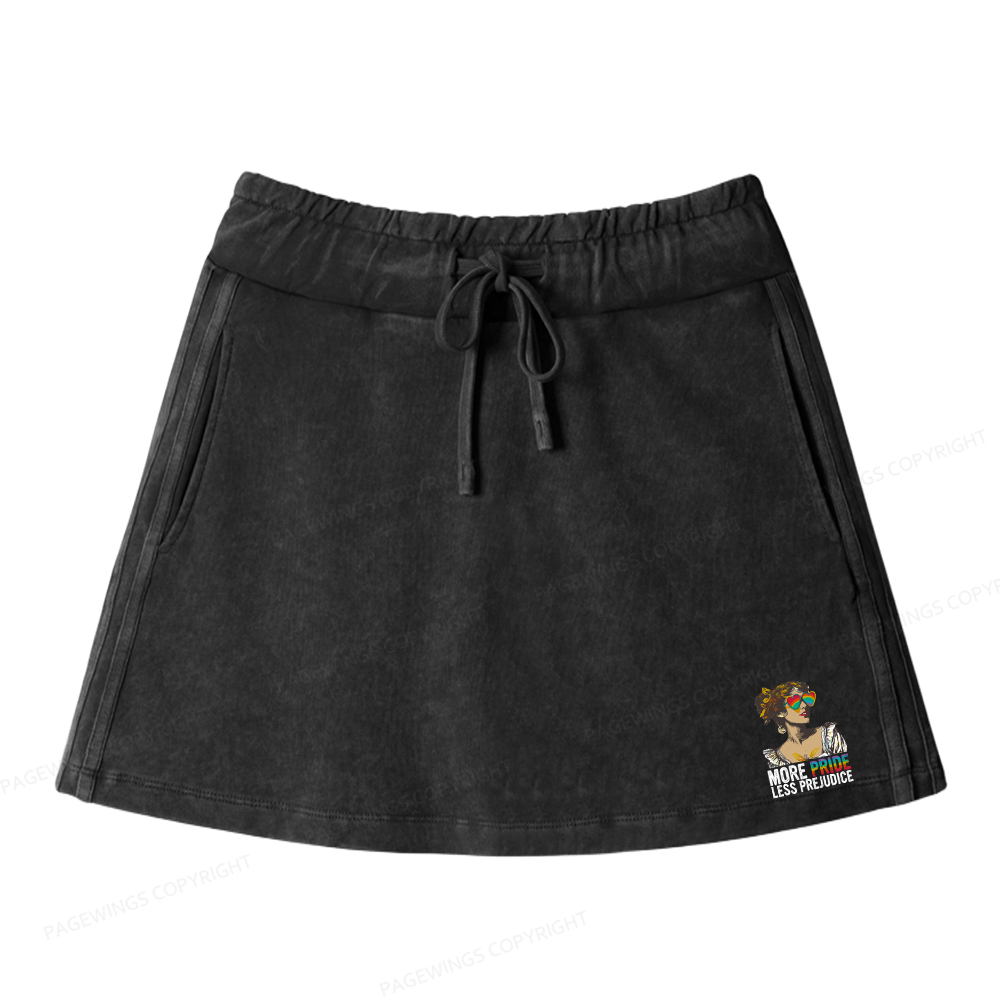 Pagewings More Pride Less Prejudice Women Drawstring Washed Mini Skirts