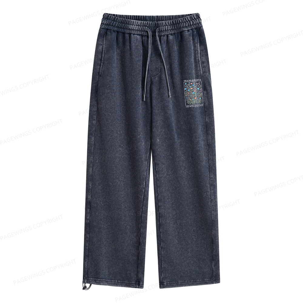 Pagewings Trans Rights Are Human Rights Unisex Washed Sweatpants