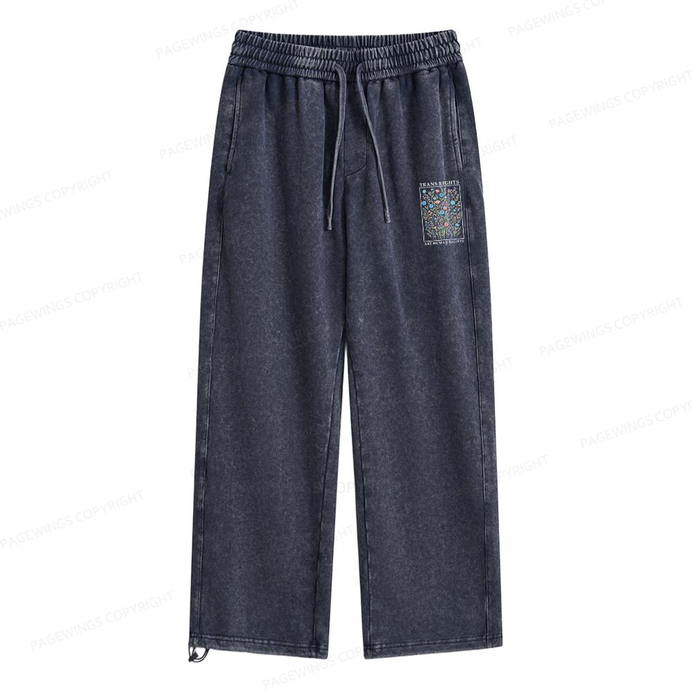 Pagewings Trans Rights Are Human Rights Unisex Washed Sweatpants