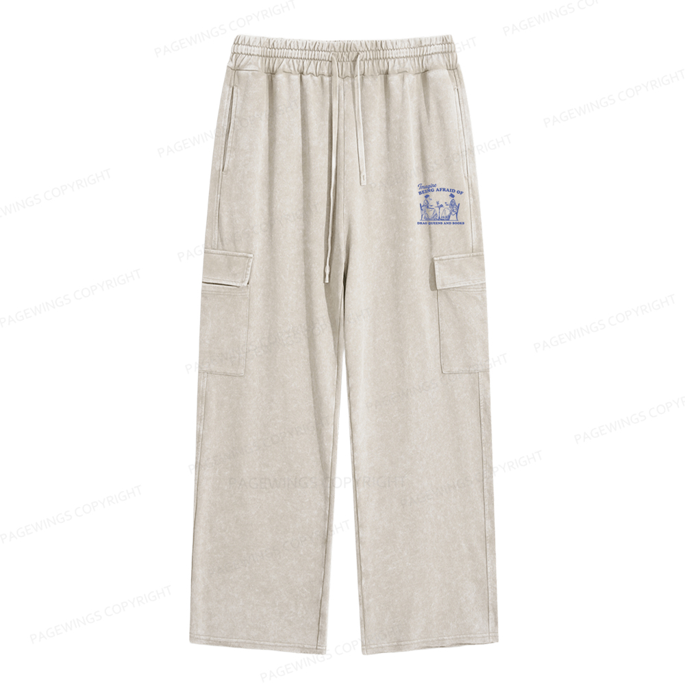 Pagewings Drag Queens Unisex Washed Cargo Sweatpants