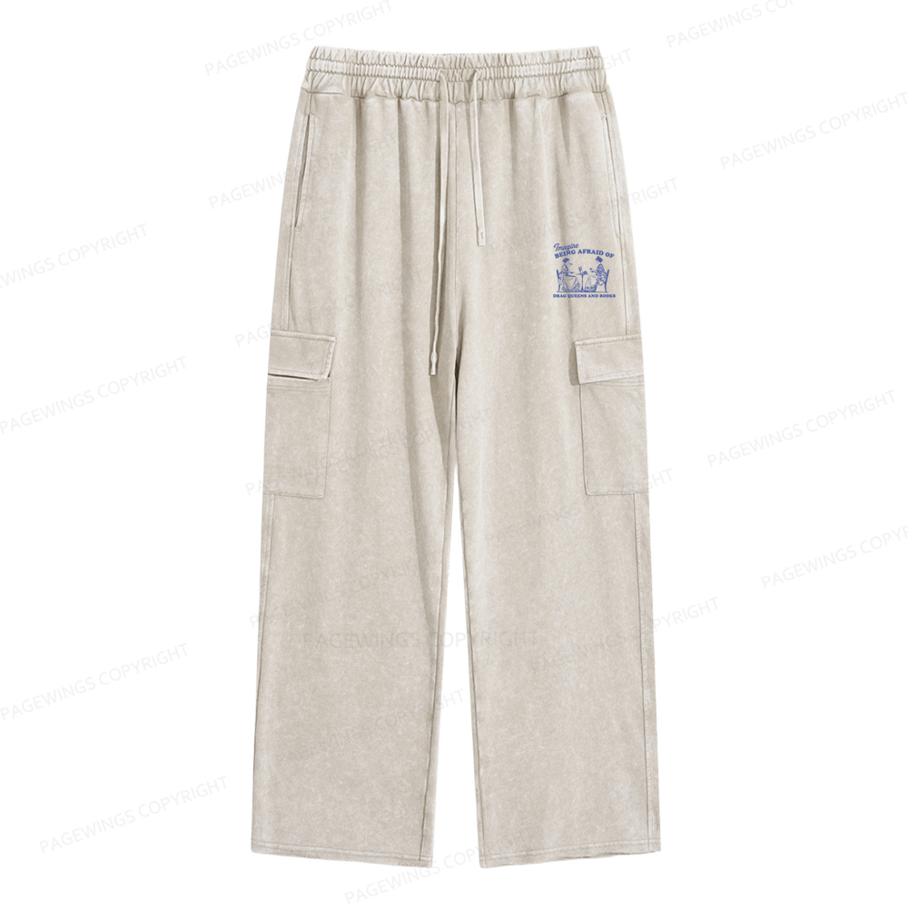 Pagewings Drag Queens Unisex Washed Cargo Sweatpants