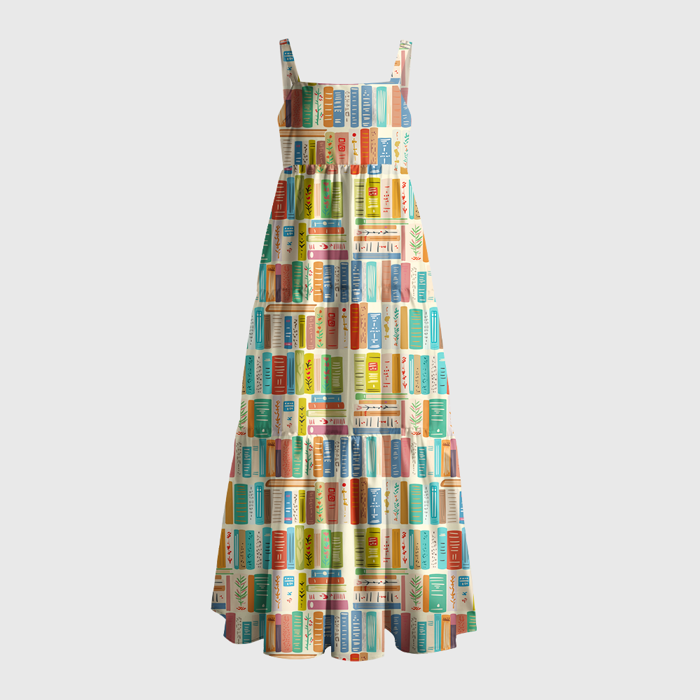 Pagewings Square Neck Bookish Bloom Maxi Dress