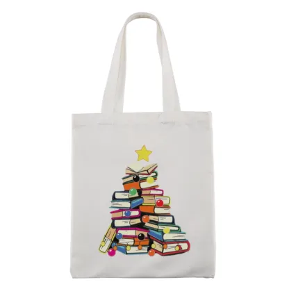 Pagewings Christmas Tree Bookworm Lovers Gift Tote Bag