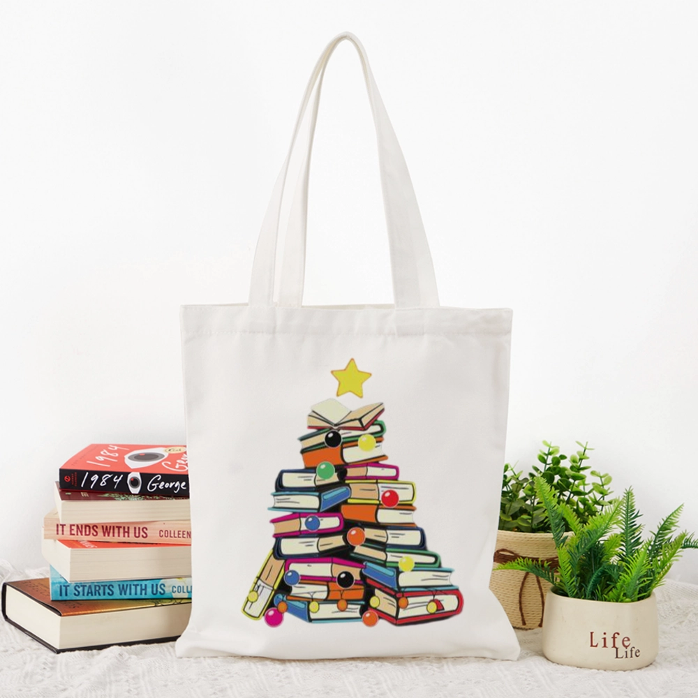 Pagewings Christmas Tree Bookworm Lovers Gift Tote Bag