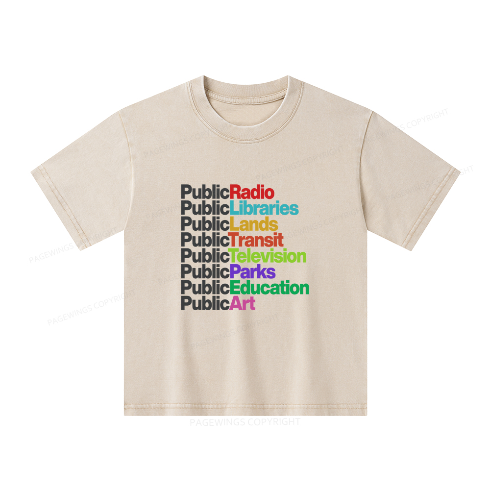Pagewings Public Libraries Unisex Kids Washed T-shirt